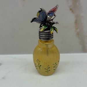 Hand-painted Perfume Bottle with Enamel Metal Butterfly Dauber Rhinestones